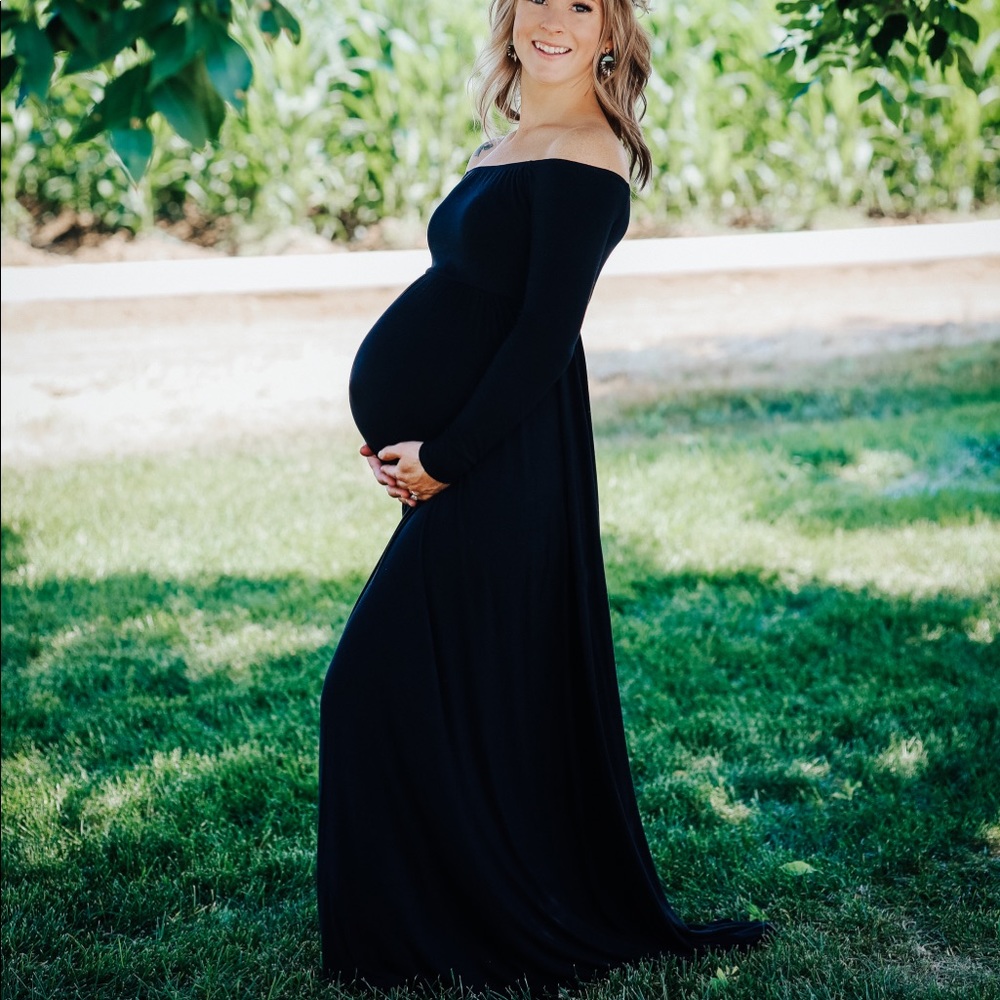 PinkBlush Maternity off the shoulder maxi dress